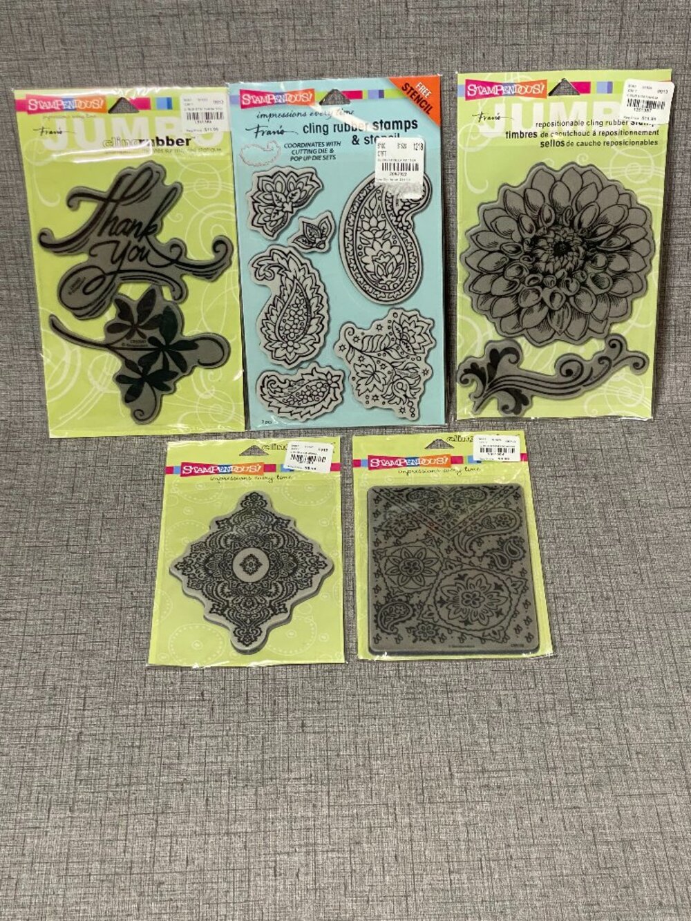 NEW Stampendous Rubber Cling Stamps Bandanas Floral Stencil Paisley Lot Of 5 NIP